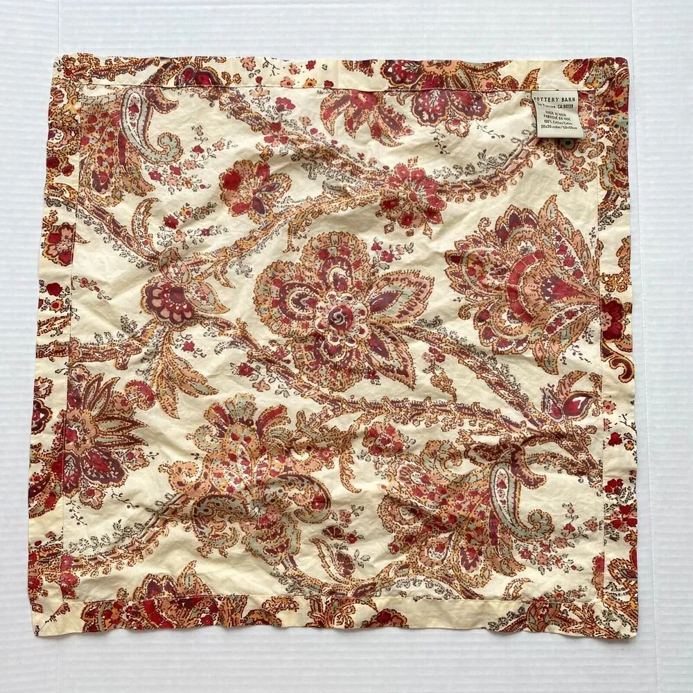 Pottery Barn Napkins Table Kitchen Dining Decor Floral Paisley Square Set of 2